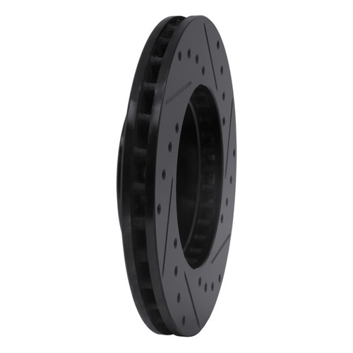 R1 87-91 Toyota Camry Front Left Drilled & Slotted Black Brake Rotor