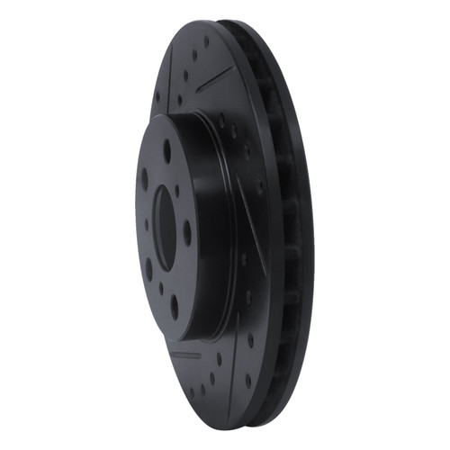 R1 87-91 Toyota Camry Front Left Drilled & Slotted Black Brake Rotor