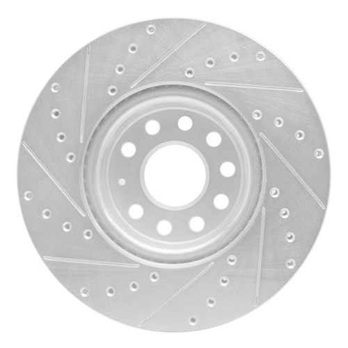 R1 05-25 Audi A3 Quattro Front Right Drilled & Slotted Silver Brake Rotor