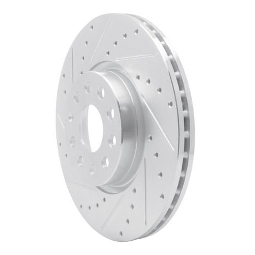 R1 05-25 Audi Q3 Front Left Drilled & Slotted Silver Brake Rotor