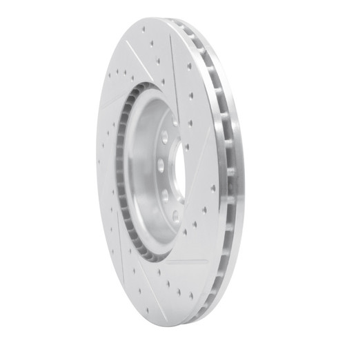 R1 05-25 Audi Q3 Front Left Drilled & Slotted Silver Brake Rotor