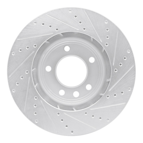 R1 03-18 Porsche Cayenne Left Front Drilled & Slotted Silver Brake Rotor