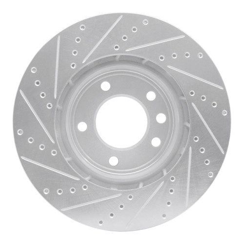 R1 03-18 Porsche Cayenne Right Front Drilled & Slotted Silver Brake Rotor