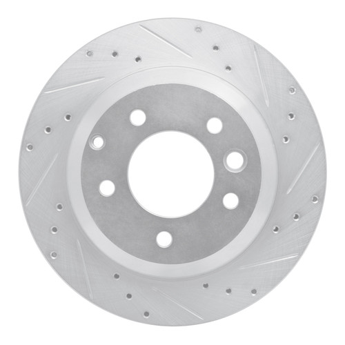 R1 03-18 Audi Q7 Rear Right Drilled & Slotted Silver Brake Rotor