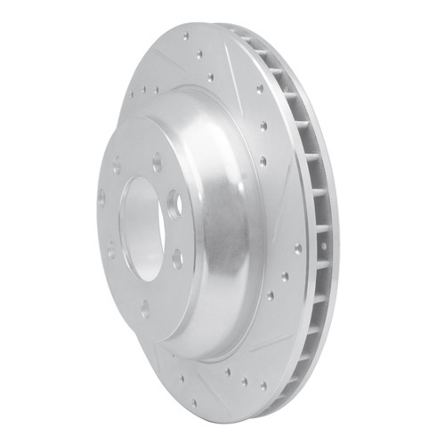 R1 03-18 Audi Q7 Rear Right Drilled & Slotted Silver Brake Rotor