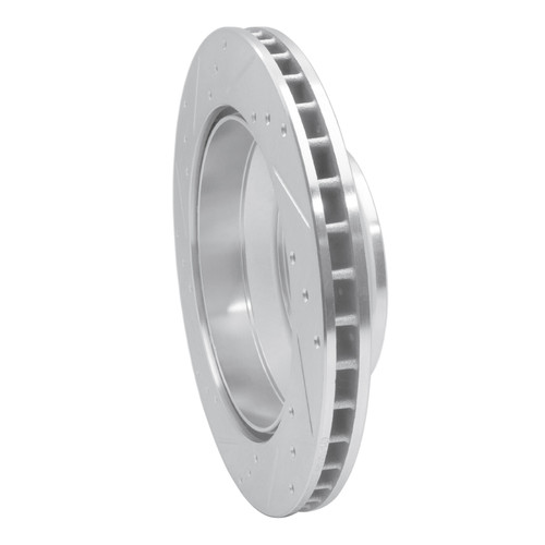 R1 03-18 Audi Q7 Rear Right Drilled & Slotted Silver Brake Rotor