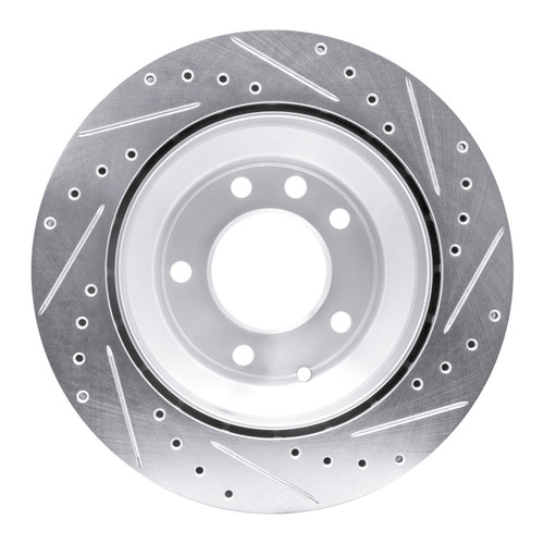 R1 03-18 Audi Q7 Rear Left Drilled & Slotted Silver Brake Rotor