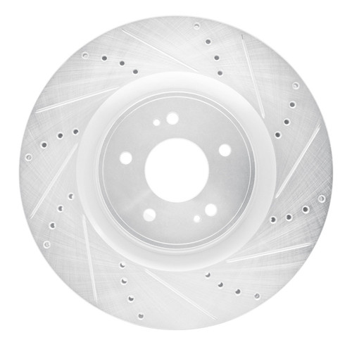 R1 08-15 Mitsubishi Lancer Front Right Drilled & Slotted Silver Brake Rotor