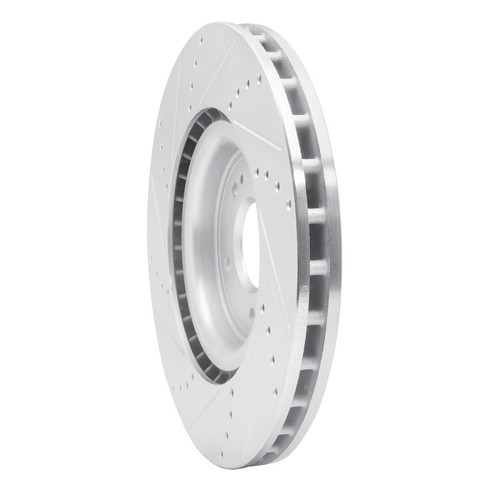 R1 08-15 Mitsubishi Lancer Front Right Drilled & Slotted Silver Brake Rotor