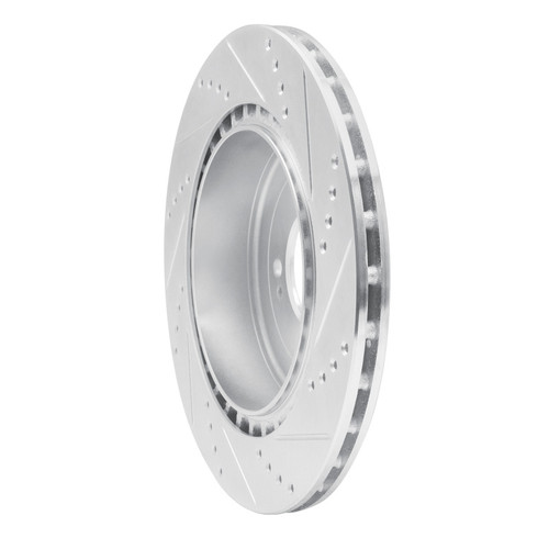 R1 08-15 Mitsubishi Lancer Rear Left Drilled & Slotted Silver Brake Rotor