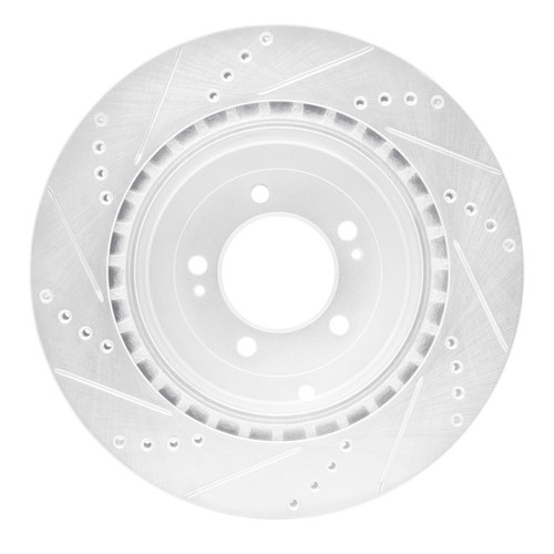 R1 08-15 Mitsubishi Lancer Rear Right Drilled & Slotted Silver Brake Rotor