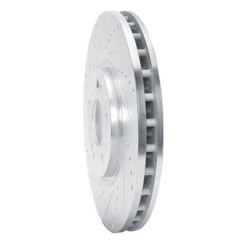 R1 03-06 Mitsubishi Lancer Front Left Drilled & Slotted Silver Brake Rotor