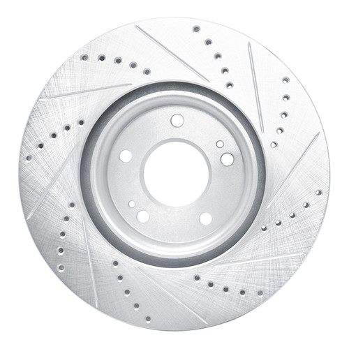 R1 03-06 Mitsubishi Lancer Front Left Drilled & Slotted Silver Brake Rotor