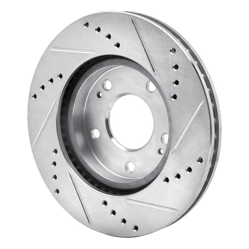 R1 00-24 Chrysler SEBRING Front Left Drilled & Slotted Silver Brake Rotor