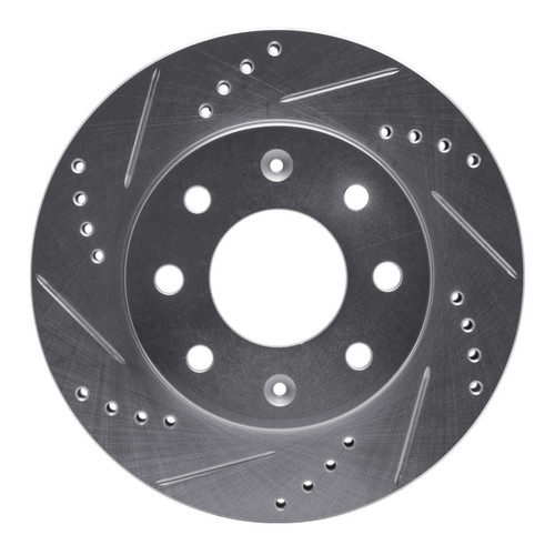 R1 88-07 Dodge Colt Front Left Drilled & Slotted Silver Brake Rotor