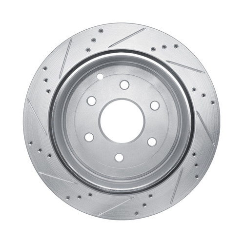 R1 10-24 Infiniti QX80 Rear Right Drilled & Slotted Silver Brake Rotor