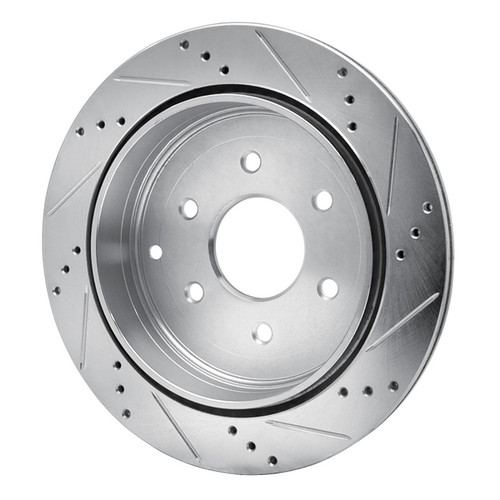 R1 10-24 Infiniti QX56 Rear Left Drilled & Slotted Silver Brake Rotor