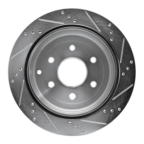 R1 10-24 Infiniti QX56 Rear Left Drilled & Slotted Silver Brake Rotor