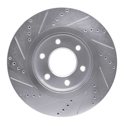 R1 07-24 Infiniti QX56 Front Right Drilled & Slotted Silver Brake Rotor