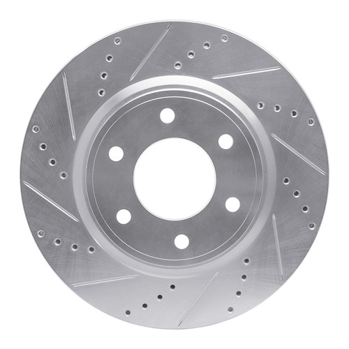 R1 07-24 Infiniti QX56 Front Left Drilled & Slotted Silver Brake Rotor