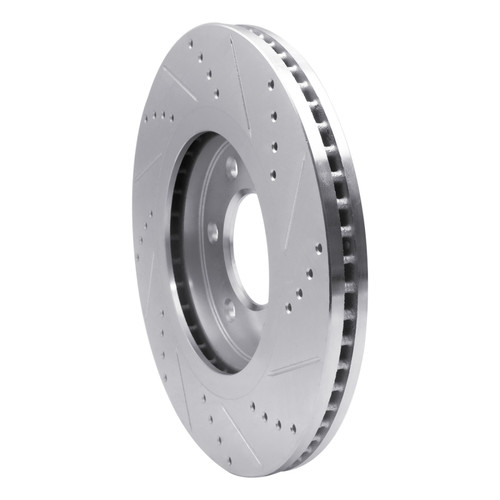 R1 07-24 Infiniti QX56 Front Left Drilled & Slotted Silver Brake Rotor