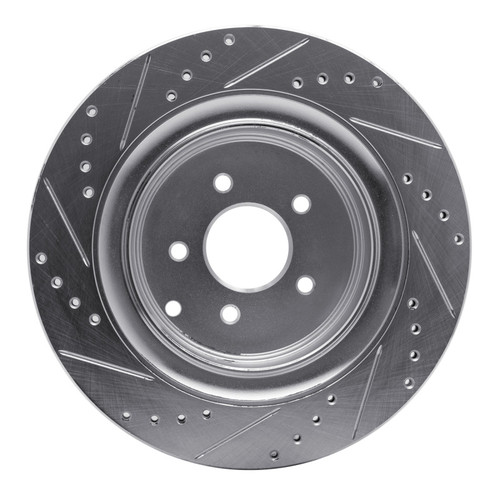 R1 09-24 Infiniti Q70 Rear Right Drilled & Slotted Silver Brake Rotor