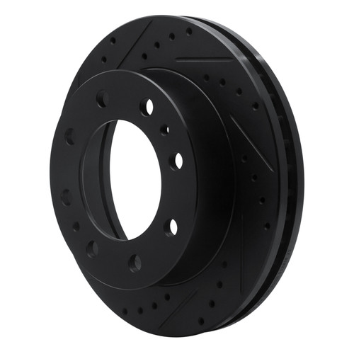 R1 85-89 Chevrolet P30 Front Left Drilled & Slotted Black Brake Rotor