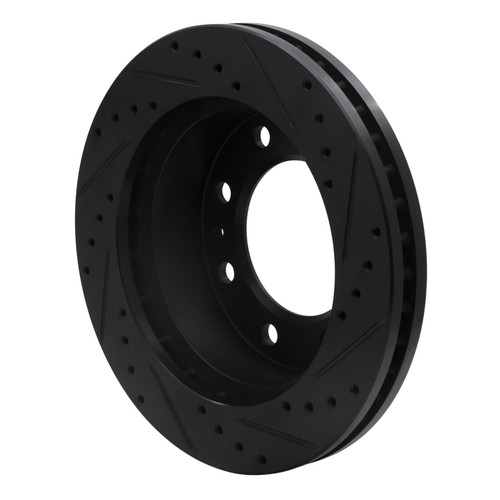 R1 85-89 Chevrolet P30 Front Left Drilled & Slotted Black Brake Rotor