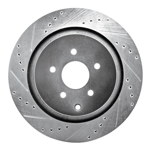 R1 09-24 Infiniti Q50 Rear Left Drilled & Slotted Silver Brake Rotor