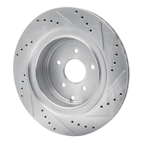R1 09-24 Infiniti Q50 Rear Left Drilled & Slotted Silver Brake Rotor