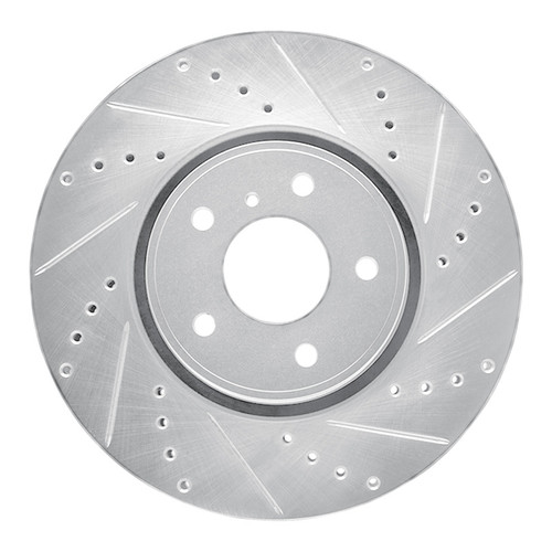 R1 05-14 Infiniti FX45 Front Right Drilled & Slotted Silver Brake Rotor