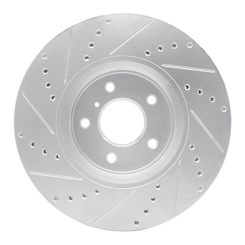 R1 05-14 Infiniti FX45 Front Right Drilled & Slotted Silver Brake Rotor