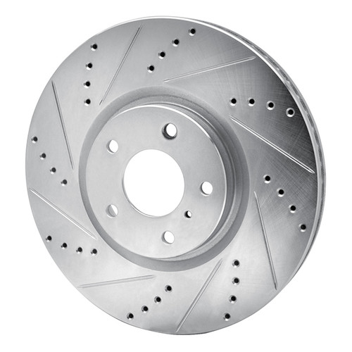 R1 07-15 Infiniti G35 Front Left Drilled & Slotted Silver Brake Rotor