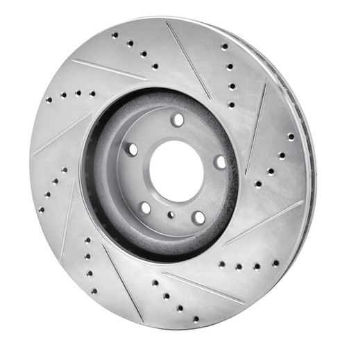 R1 07-15 Infiniti G35 Front Left Drilled & Slotted Silver Brake Rotor