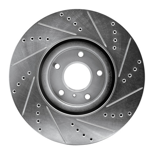 R1 07-15 Infiniti G35 Front Left Drilled & Slotted Silver Brake Rotor
