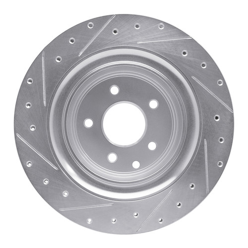 R1 07-15 Infiniti G37 Rear Right Drilled & Slotted Silver Brake Rotor