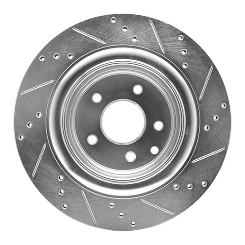 R1 07-15 Infiniti G37 Rear Left Drilled & Slotted Silver Brake Rotor