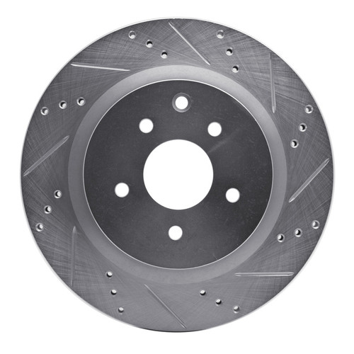 R1 03-08 Infiniti G35 Rear Right Drilled & Slotted Silver Brake Rotor