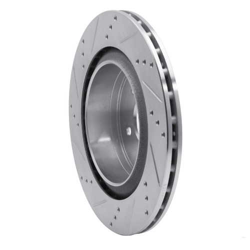 R1 03-08 Infiniti G35 Rear Right Drilled & Slotted Silver Brake Rotor