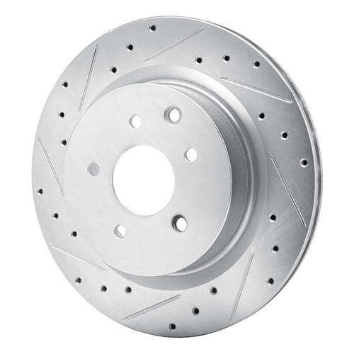 R1 03-08 Infiniti G35 Rear Left Drilled & Slotted Silver Brake Rotor