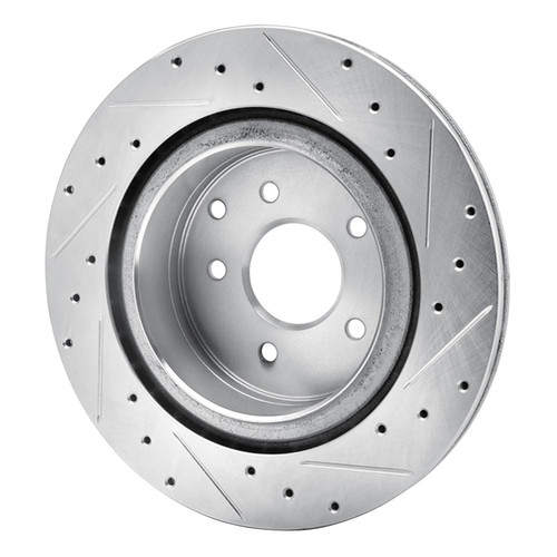 R1 03-08 Infiniti G35 Rear Left Drilled & Slotted Silver Brake Rotor