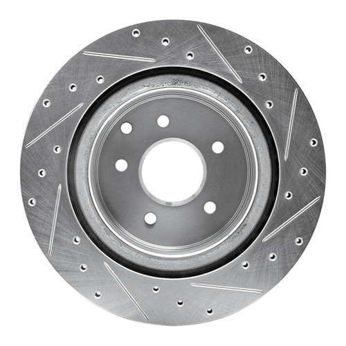 R1 03-08 Infiniti G35 Rear Left Drilled & Slotted Silver Brake Rotor