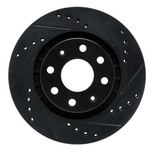 R1 04-17 Chevrolet AVEO5 Front Right Drilled & Slotted Black Brake Rotor