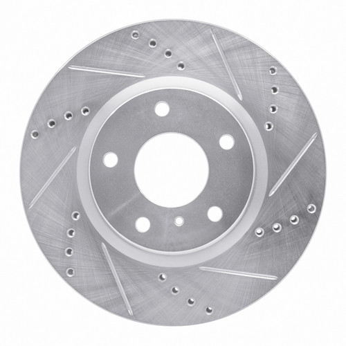 R1 03-05 Infiniti G35 Front Right Drilled & Slotted Silver Brake Rotor