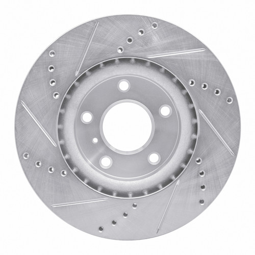 R1 03-05 Infiniti G35 Front Right Drilled & Slotted Silver Brake Rotor