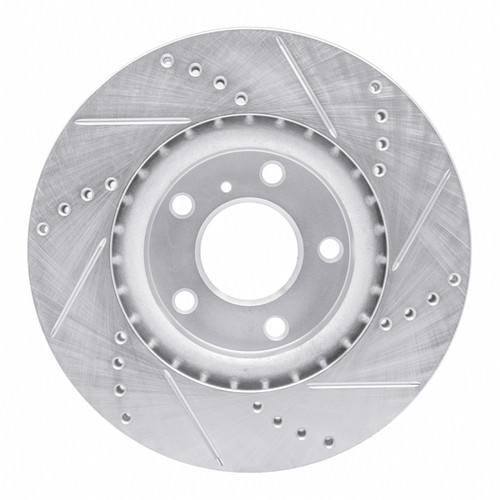 R1 03-05 Infiniti G35 Front Left Drilled & Slotted Silver Brake Rotor