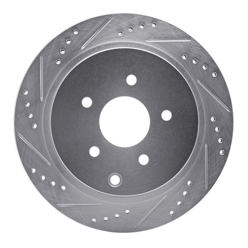 R1 03-24 Infiniti FX45 Rear Left Drilled & Slotted Silver Brake Rotor