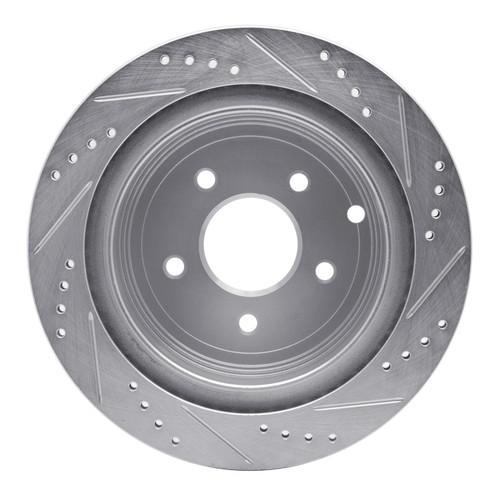 R1 03-24 Infiniti FX45 Rear Left Drilled & Slotted Silver Brake Rotor