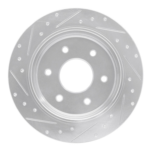 R1 04-15 Infiniti QX56 Rear Right Drilled & Slotted Silver Brake Rotor
