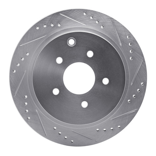R1 03-24 Infiniti FX45 Rear Right Drilled & Slotted Silver Brake Rotor
